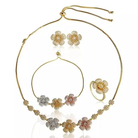 VQ Three-tone Jewelry Set - Picture 1 of 8